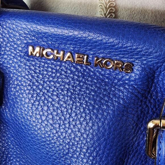 Michael Kors Blue Pebbled Leather Bedford Satchel - Picture 5 of 15